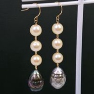 二手 Akoya 珍珠耳環，6.5-7 毫米，18K 黃金配珍珠和銀，約 7.1 克，女士