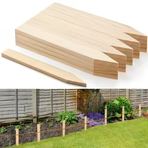 Outdoor Wooden Garden Fence Posts Plant Support Markers Yard Farm Landscape Flowerpot Boundary Basel