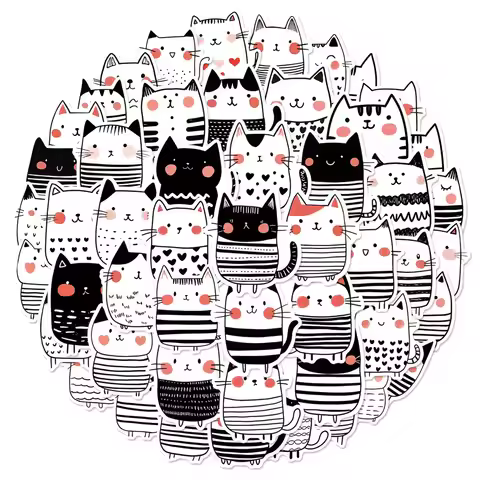 50PCS Hand-Drawn Cat Stickers | ASTM-Certified Waterproof Decals for Tech & Journals AnimeWorlds Sto