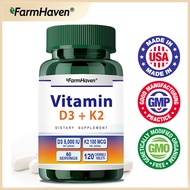 FarmHaven D3 K2 Chewable Tablets Vitamin D3 5000 IU K2 100 Mcg Supplement Provides heart brain bone