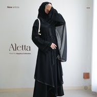 ALAYDRUS COLLECTION GUARANTEE BLACK ABAYA TURKEY ALETTA MUSLIM SYARI GAMIS JETBLACK BLACK COMBINATIO