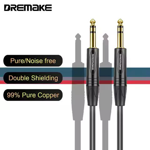 DREMAKE 6.35mm Balanced Audio Cable Jack Male To Male Stereo Cables for Speaker Amp Instrument Cable