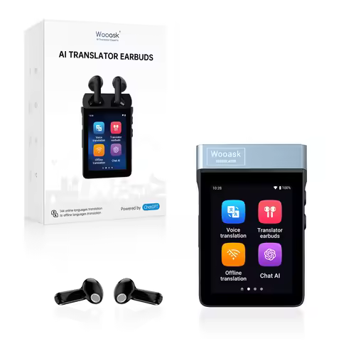 Wooask A9S AI Translator Earbuds Real-Time 144 Language Translation WiFi No App Needed Travel Device