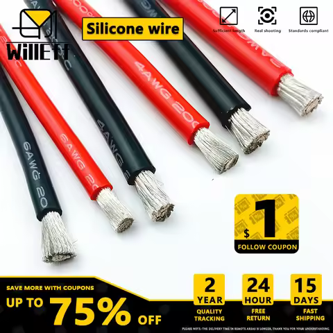 1M/2M 1AWG Silicone wire Electric Car Battery cable Power High Current Inverter 2AWG 4AWG 6AWG 8AWG 