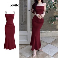 Lovito Glamorous Dress Plain Asymmetrical Dress for Women L108ED664