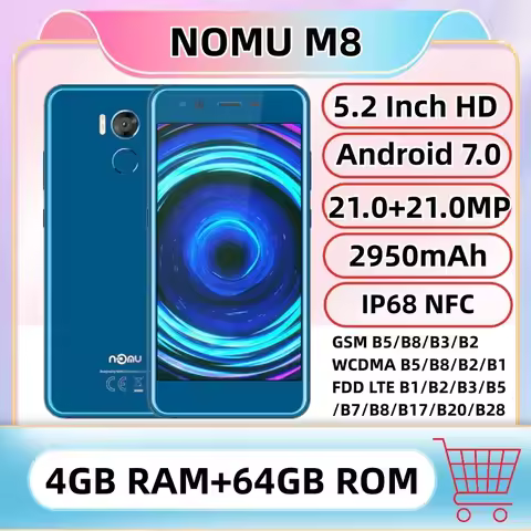 NOMU M8 4G LTE Rugged Smartphone 4GB RAM 64GB ROM 5.2" MTK6750T Octa Core 1.5GHz Dual 21.0MP IP68 Wa