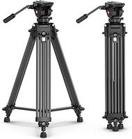 ULANZI MT-81 Camera Video Tripod with 360 Degree Fluid Head, 61inch/155cm Heavy Duty Aluminum Alloy 