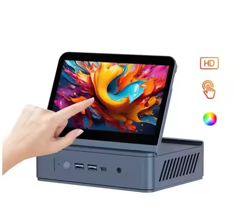 Sibolan DHD600 Mini PC With 7" Screen AMD R5 7640HS R7 7840U R9 6900HX 6950HS Win11 Pro DDR5 WiFi 6 