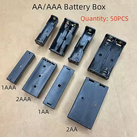 50PCS 1 Slots AA Battery Case Box AAA LR6 HR6 LR03 Battery Holder Storage Case With Long Pin Bateria