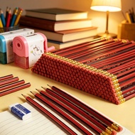 H HB & B Pencil Red Rod Unbreakable Core Hexagonal Pencil Primary School Students Writing Exam with 