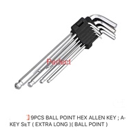 x9PCS BALL POINT HEXAGON ALLEN KEY ALLEN KEY (EXTRA LONG) BALL POINT 1.5MM-10MM