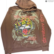 Ed Hardy By Christian Audigie Men's Zip Hoodie Tattoo Print Tiger Sweatshirt