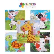 Combo of 10 9-piece puzzles with different Sankid patterns for children to get acquainted with puzzl