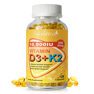 Mulittea 120 tablet USA 10000 IU Vitamin D3K2 (mk7) Mendukung kesehatan tulang dan melindungi keseh