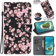 Fayangries Ốp điện thoại cho Nokia C21 Plus lật bằng da PU Ốp lưng kiêm ví cây hoa bướm hoa văn động