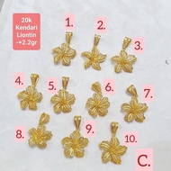 Liontin kendari anak dan dewasa emas asli kadar 875 20k bunga anggrek