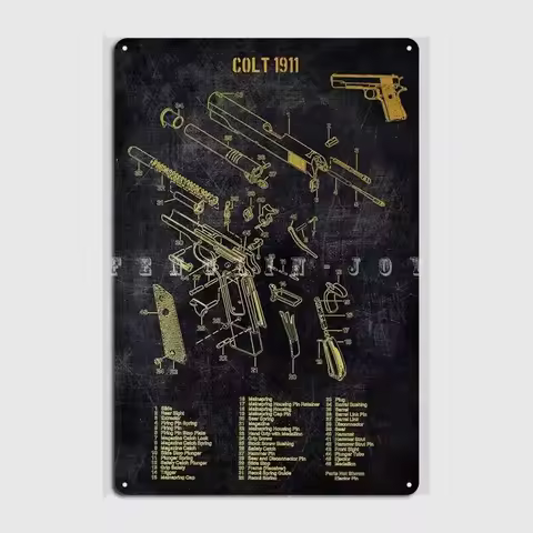 Colt 1911 Poster Metal Plaque Club Party Pub Garage Vintage Wall Plaque Tin Sign Poster
