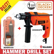 BLACK + DECKER Hammer Drill HD555KOPR | Screwdriver BD40K4 Cordless Push & Go Screwdriver with LED W