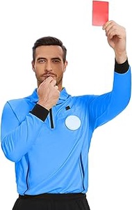 Soccer Referee Shirt Jersey Kit Pro Long Sleeves Ref Costume for Men Womens Umpire Uniform Ref Walle