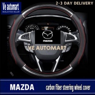 Vemart mazda Steering wheel cover carbon fiber leather accessories 3 6 cx5 CX3