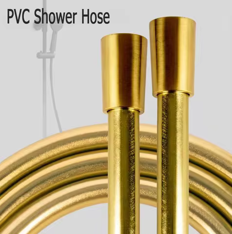 1.5/2/3/4M PVC High Pressure Shower Hose Golden Flexible Shower Tube for Bathroom Shower Head Anti W