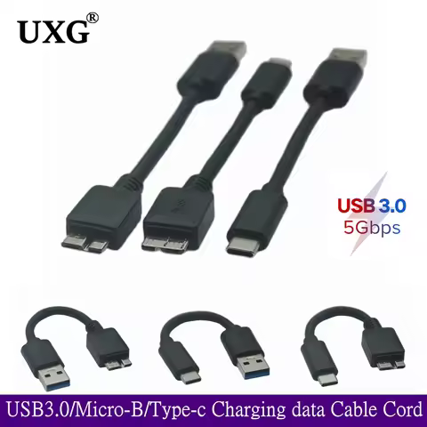 10cm 20cm 1m 5Gbps USB 3.0 A / Type-c To Micro B Charging Data Cable External Hard Drive Disk Cable 