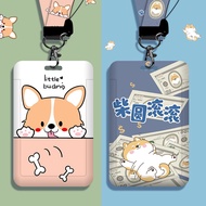 Wholesale Cute Cartoon Shiba Inu Sliding Cover Card Holder Smooth Not Stuck EasyCard Holder ID Card 
