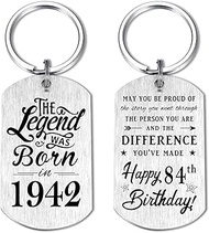 84th Birthday Gifts for Men 1941, Happy 84th Birthday Keychain, 84 Year Old Birthday Gifts for Women