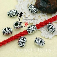 Aksesori Barang Kemas DIY 7*9mm Perak Tibet Aloi Vintaj Lubang Besar Manik Pengatur Jarak Manik Gela