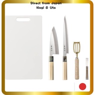 Ryutoku 5-Piece Fish Filleting Kitchen Utensil Set (Deba Knife, Sashimi Knife, Scale Remover, Boner