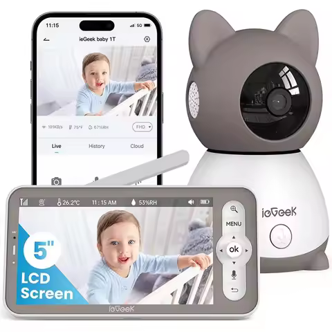 ieGeek Baby Monitor with 2K Camera and Audio - Video Monitor with 5" Screen - Night Vision, Two-Way 