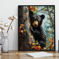 QACEYID Paint by Numbers, Bear Cub Climbing a Tree, Adult Crafts Adult Paint by Number Kits, Arts Cr