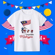 Saya Anak Malaysia Negaraku Kids Tshirt  Round Neck Short Sleeve Unisex National Day Clothing