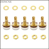 Zein 5pcs A500K Potentiometer Splined Pot Electric Guitar Bass Effect Amp Tone Volume