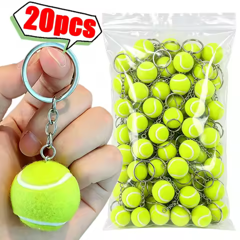 1-20pcs Cute Mini Green Tennis Ball Keychain Tennis Pendant Car Keyring Sports Key Chain for Teenage