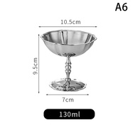 1Pcs Stainless Steel Ice Cream Cup Pudding Dessert Bowl High Base Dessert Cup Fruit Salad Serving Di