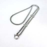 P53 สร้อยคอ ลายผ่าหวาย เหลี่ยม 4 มม ตะขอ ห่วงสปริง รังดุม สร้อยคอสแตนเลสแท้ stainless necklace