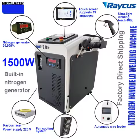 NICYLAZER 1500W Handheld Laser Welding Machine 4 in 1 with Nitrogen Generator Air Cooling Portable F