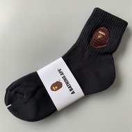 Bape Socks Men Women Cotton Sweat-Absorbent Sports Socks Mid-Tube Socks High @-