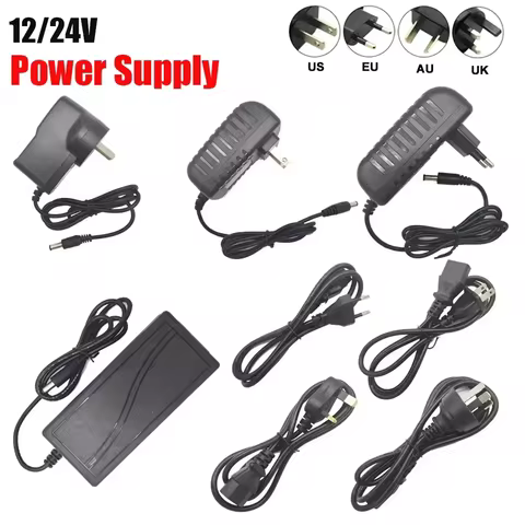 DC 12V 24V Adapter 100V-240V Lighting Transformer 5.5*2.1~2.5mm 1A 2A 3A 5A Power Supply Adapter Con