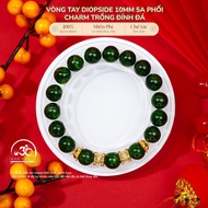 Jade Dan Tam - Diopside Bracelet 10mm 5A Mixed Charm StoneClear - Wood element & Fire element