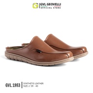 GEOVELLI - Sepatu Selop Pria Hitam Kulit Sandal Bustong Laki laki Sendal Tutong Casual Pansus Ori