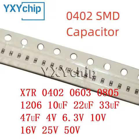 50pcs Chip Ceramic Capacitor X7R 0402 0603 0805 1206 10uF 22uF 33uF 47uF 4V 6.3V 10V 16V 25V 50V 10%