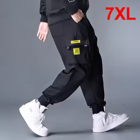 7XL Plus Size Pant Men Joggers Sweatpants Baggy Cargo Pants Streetwear Trousers Elastic Waist Male L