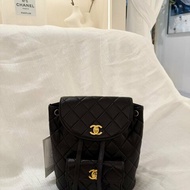 中古 Chanel 香奈兒 經典款 黑色小羊皮 大號 Duma 後背包