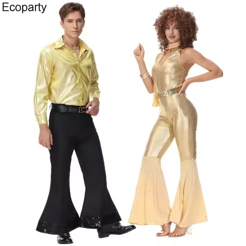NEW Carnival Party Adult Vintage 70s 80s Hippie Couples Dancer Ball Cosplay Costume Suit Music Festi