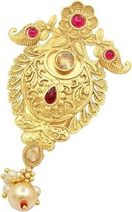 Designer Leaf and Peacock Shape Saree pin/Brooch Antique Gold Plated Brooch Saree Pin For Unisex, Me