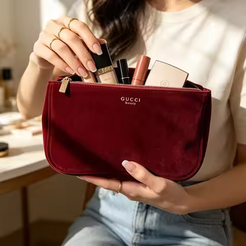 Gucci Gucci’s bag Vintage Zipper Clutch Storage Bag Women Retro Texture Portable Daily Accessory Fas