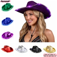 FEEOOD Space Cowgirl Hat, Shiny Comfortable Light Up Cowgirl Hat, Durable Composite LED EVA Cowboy H