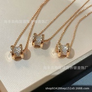 H2J8 CNC Carved Buckle Small Waist Diamond Rose Gold Necklace Seiko Version 18K Gold Plated